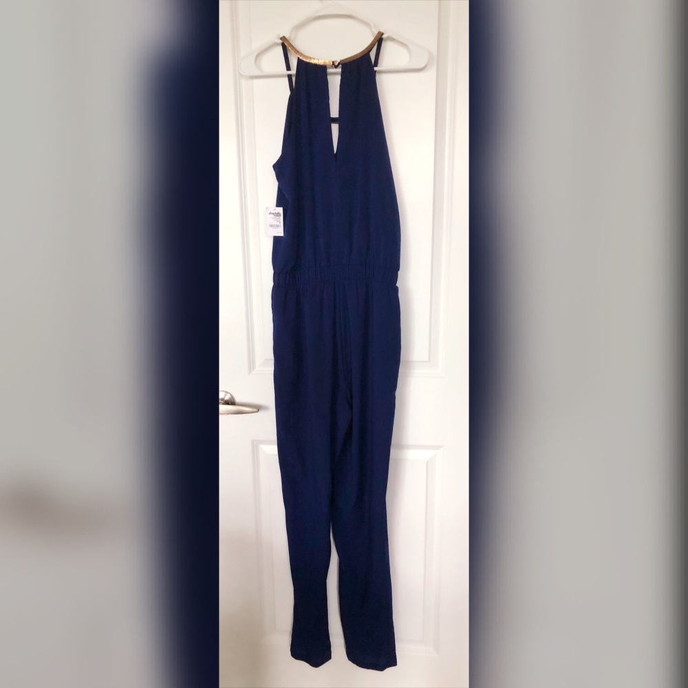 🌚Charlotte Russe Navy Halter Top Jump Suite🌚